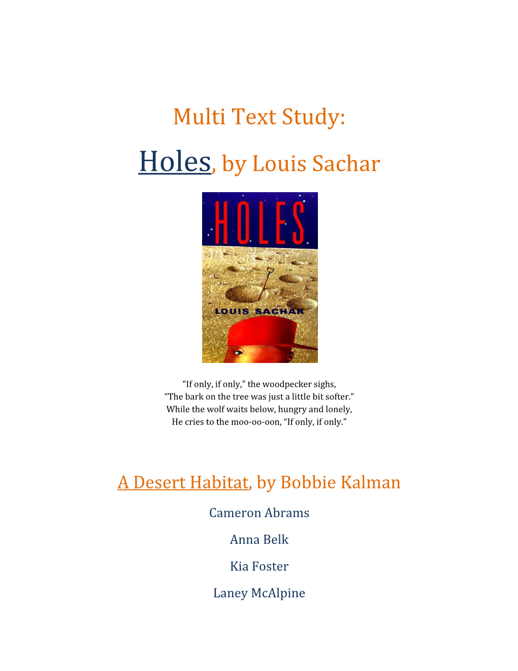 Holes, by Louis Sachar