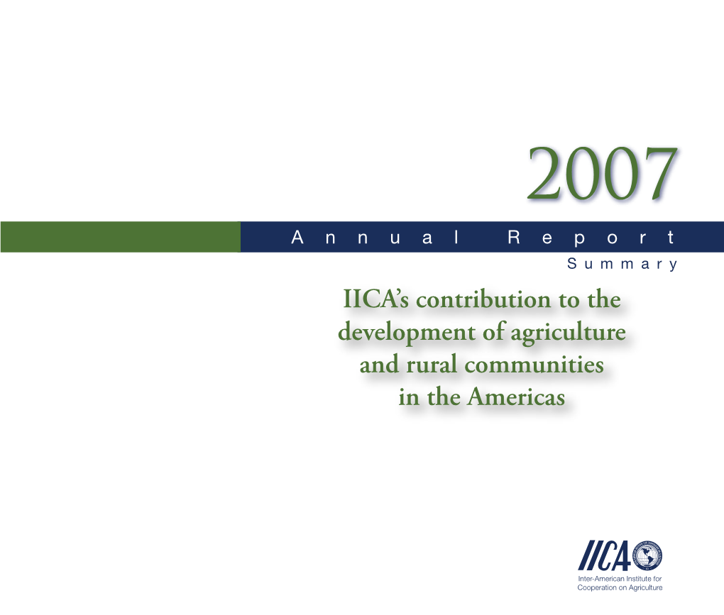 IICA's Contribution to the Development of Agriculture and Rural Communities