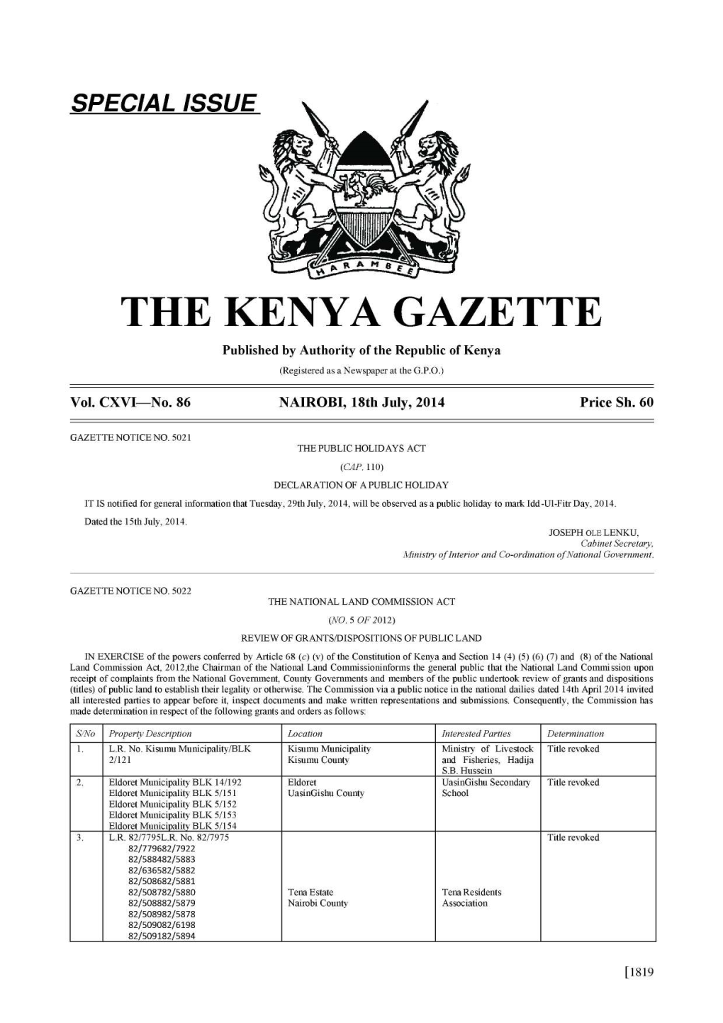 The Kenya Gazette