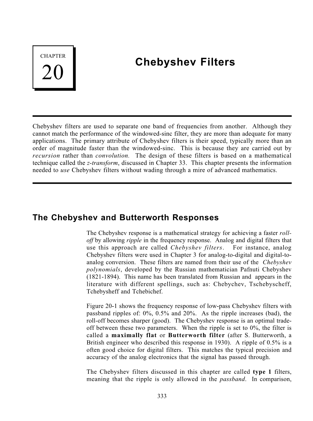 Chebyshev Filters