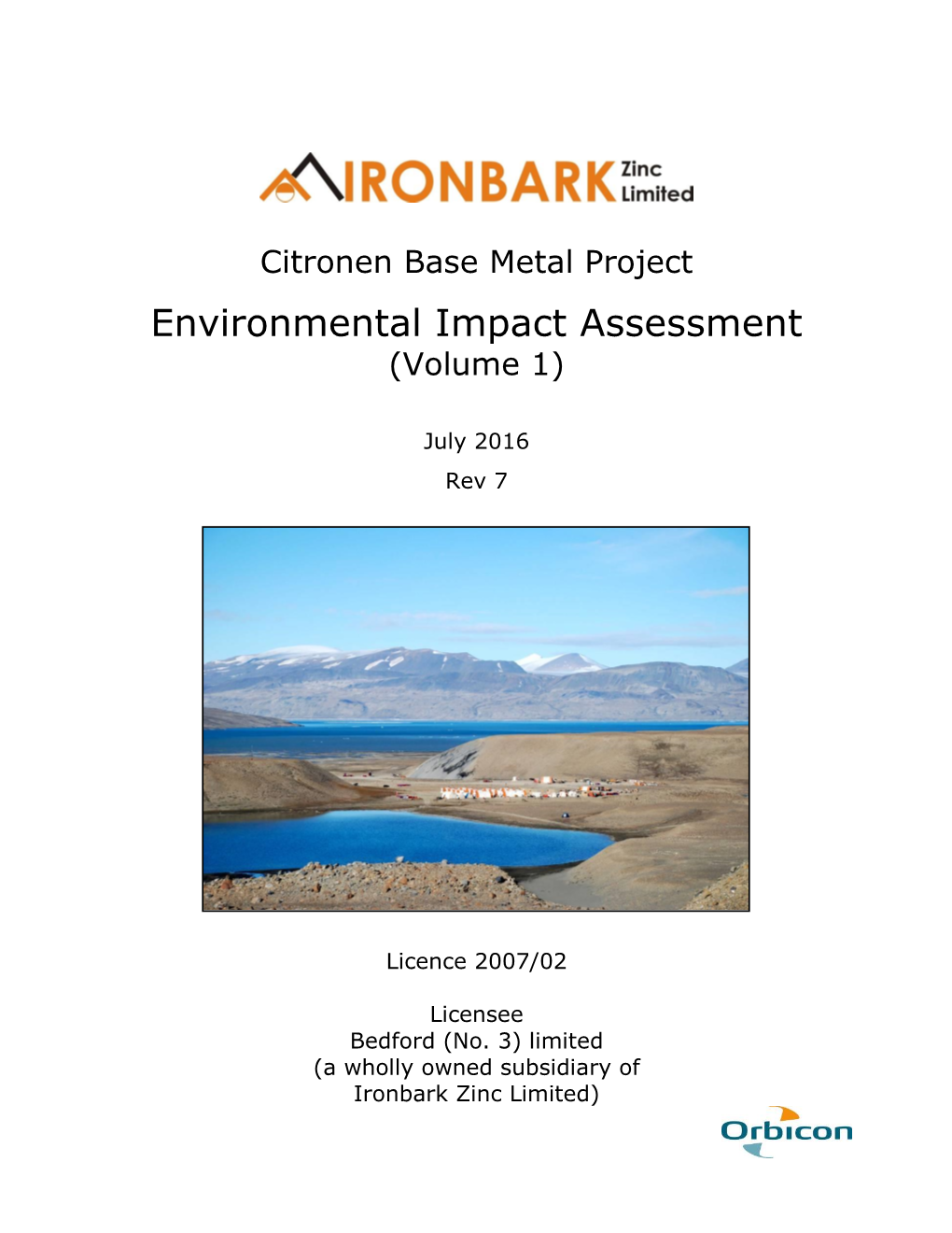 Environmental Impact Assessment of the Citronen Zinc Project, North