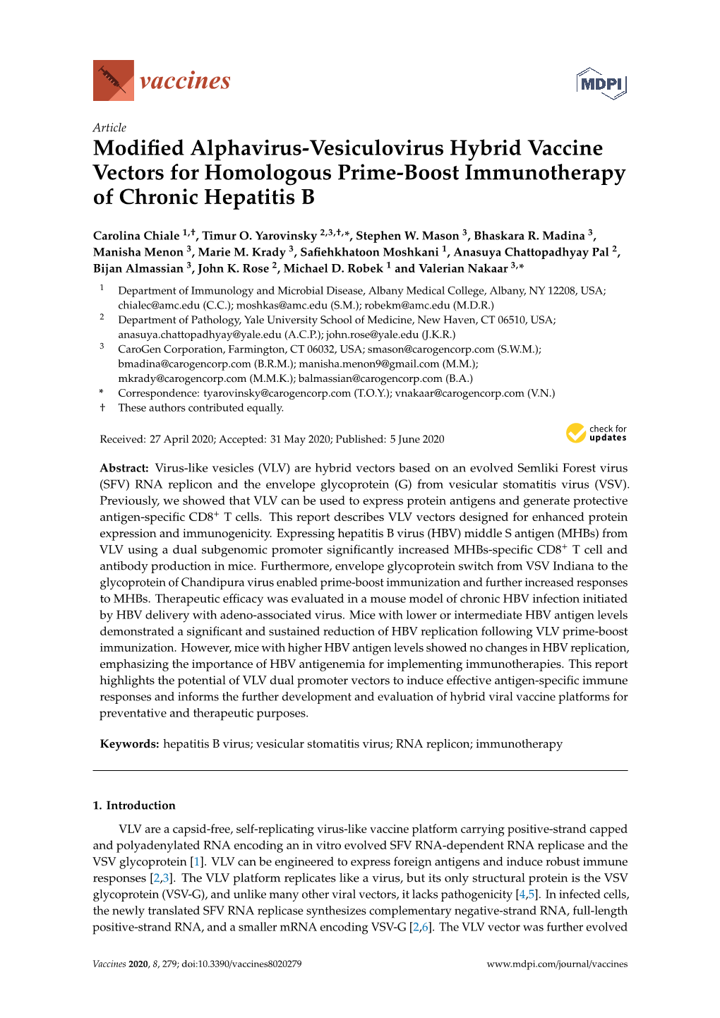 Modified Alphavirus-Vesiculovirus Hybrid Vaccine Vectors for Homologous Prime-Boost Immunotherapy of Chronic Hepatitis B
