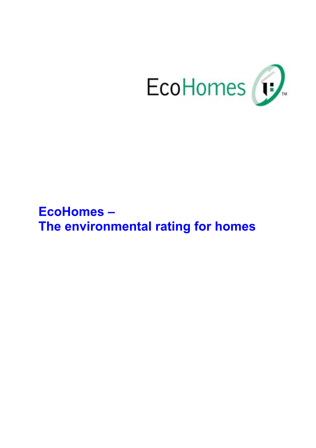 Ecohomes – the Environmental Rating for Homes the Worksheets