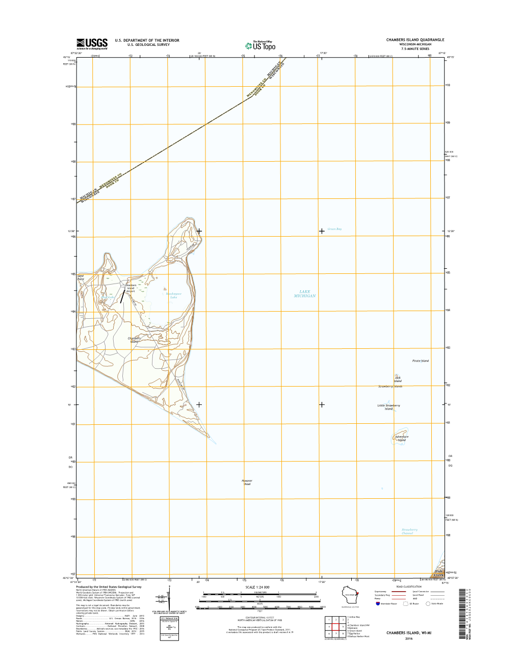 USGS 7.5-Minute Image Map for Chambers Island, Wisconsin