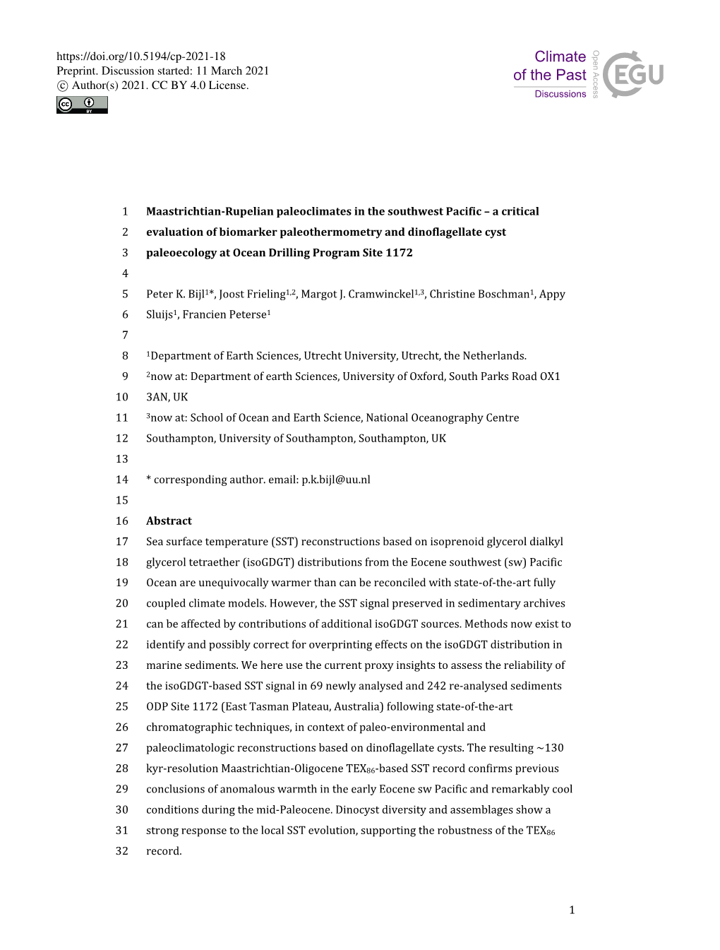 1 Maastrichtian-Rupelian Paleoclimates in the Southwest