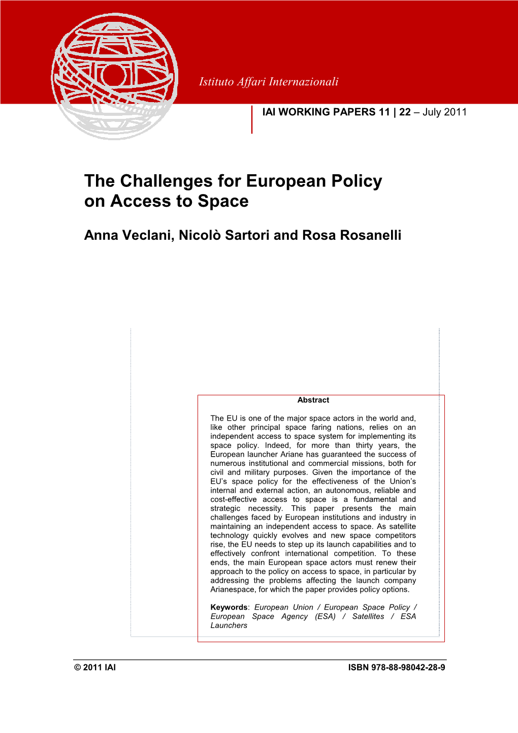 The Challenges for European Policy on Access to Space