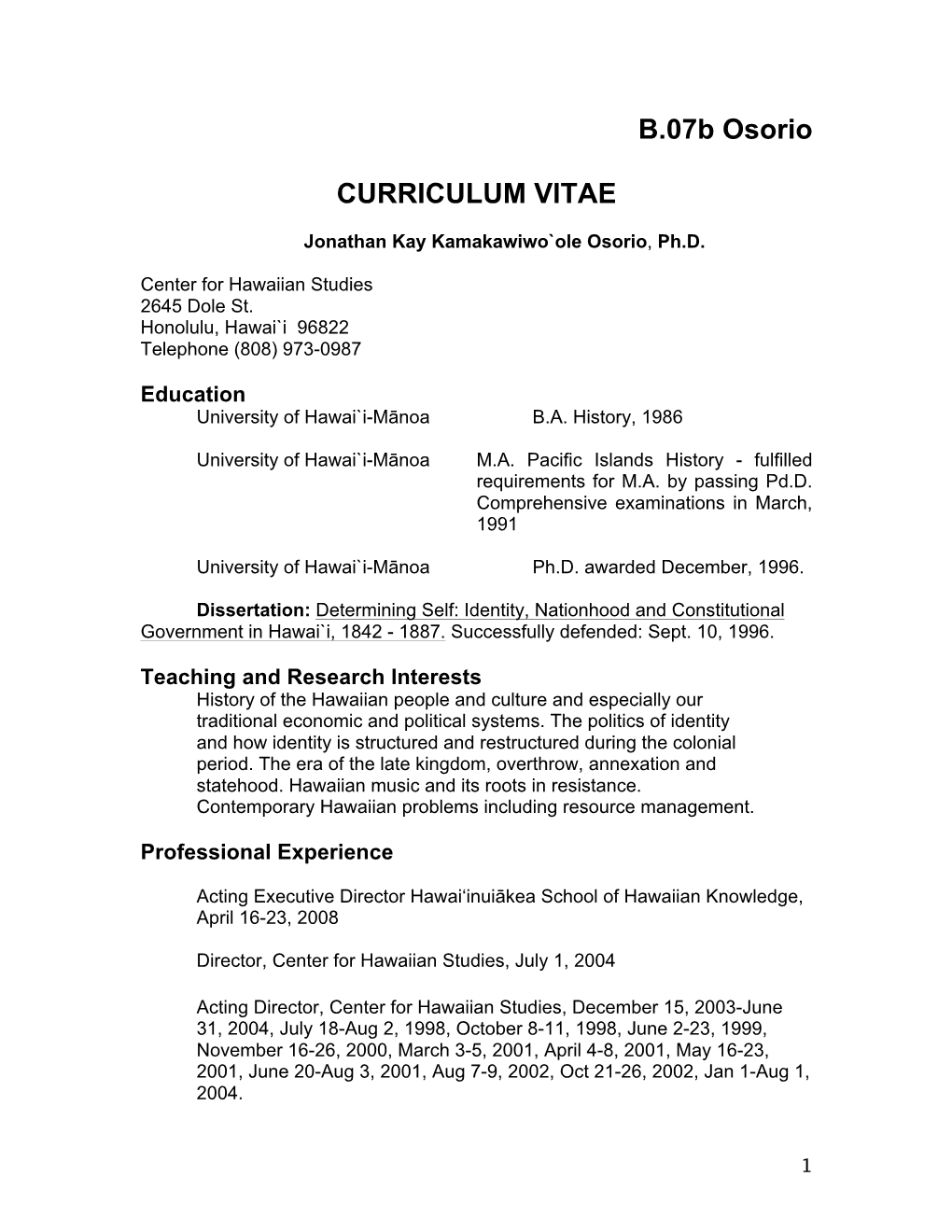 B.07B Osorio CURRICULUM VITAE