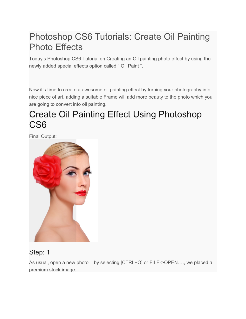 Photoshop CS6 Tutorials: Create Oil Painting Photo Effects