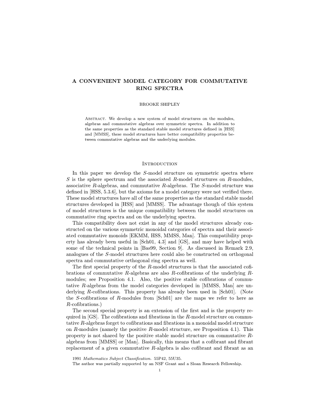 A Convenient Model Category for Commutative Ring Spectra