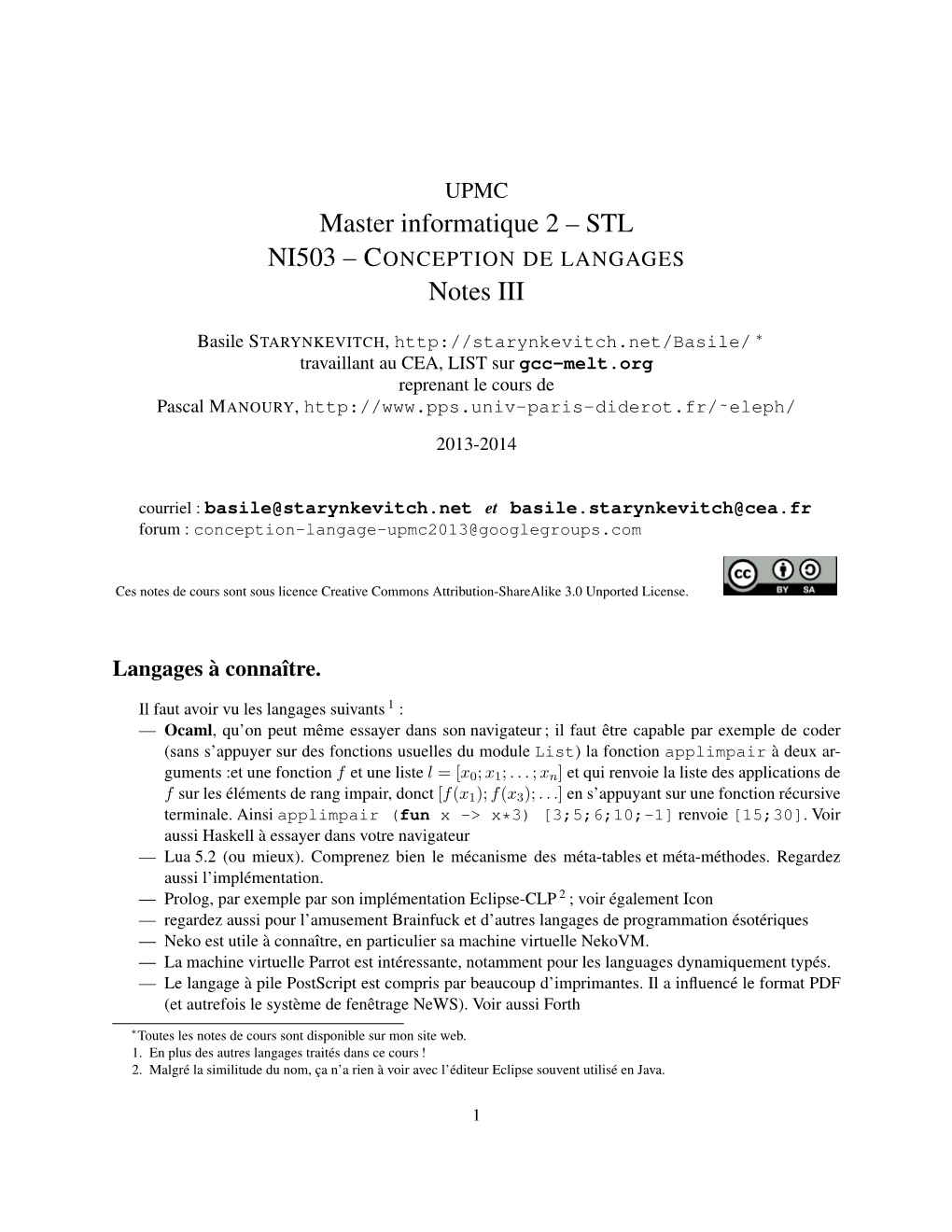 Master Informatique 2 – STL Notes