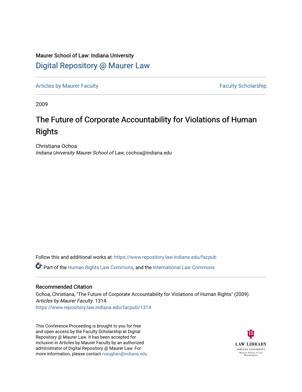 The Future of Corporate Accountability for Violations of Human Rights