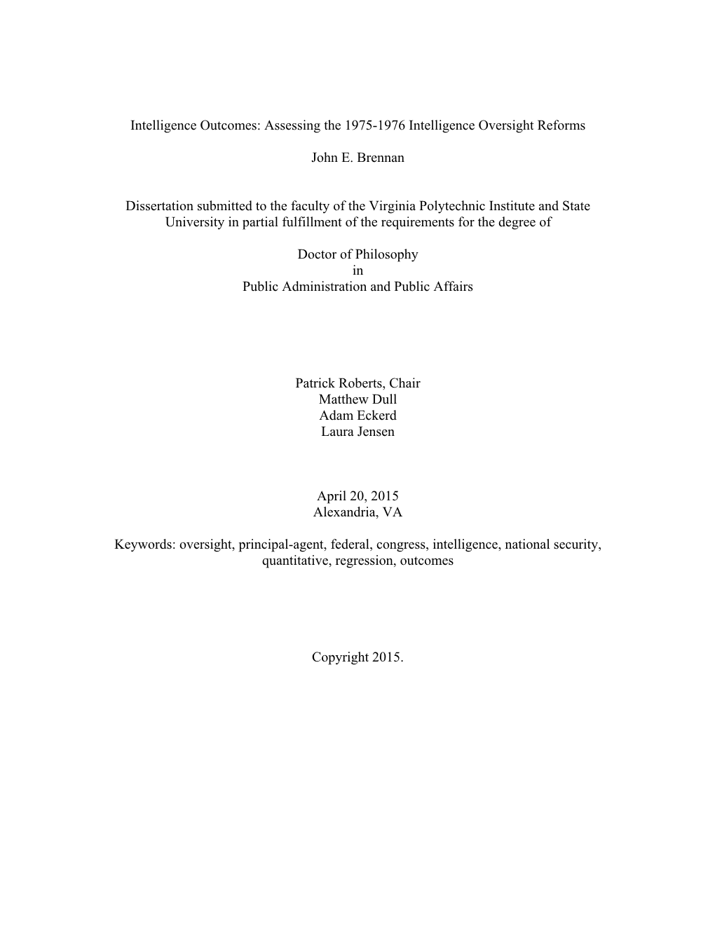 Intelligence Outcomes: Assessing the 1975-1976 Intelligence Oversight Reforms