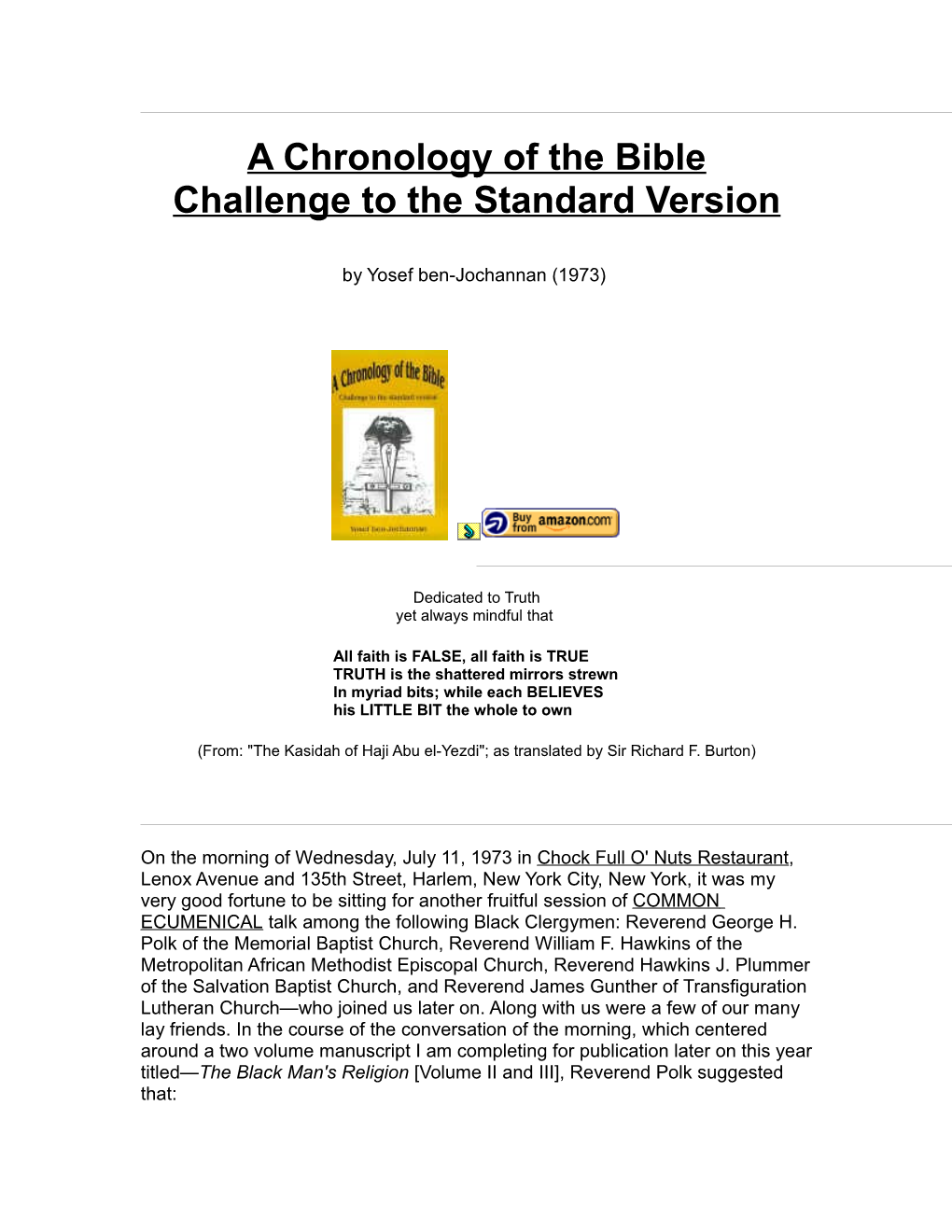 A Chronology of the Bible Challenge to the Standard Version