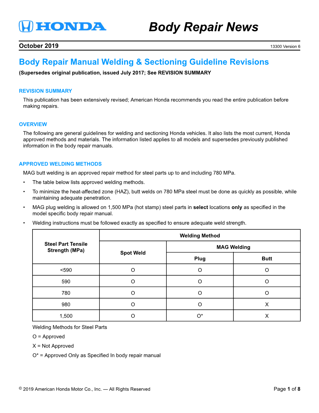 Body Repair Manual Welding & Sectioning