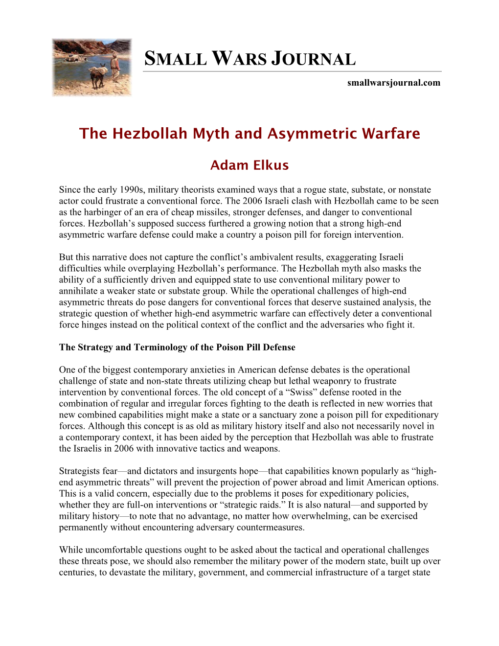 The Hezbollah Myth and Asymmetric Warfare