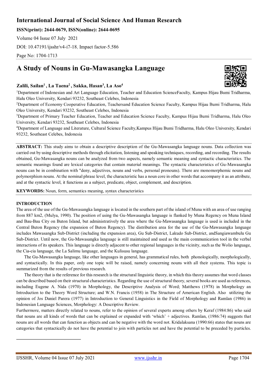 A Study of Nouns in Gu-Mawasangka Language