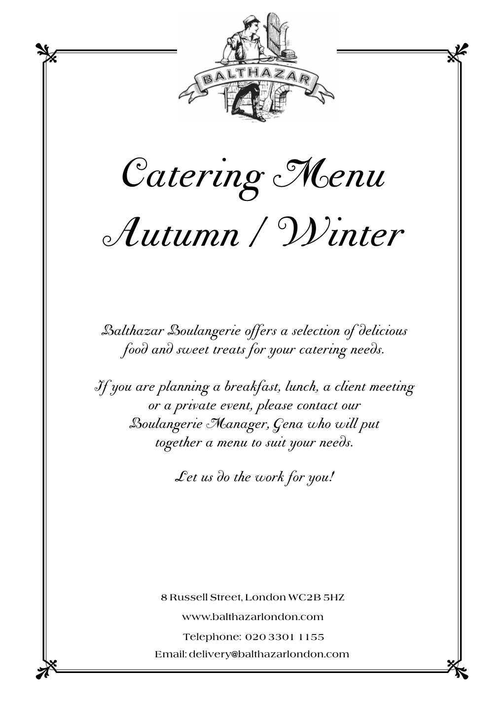 Catering Menu Autumn / Winter