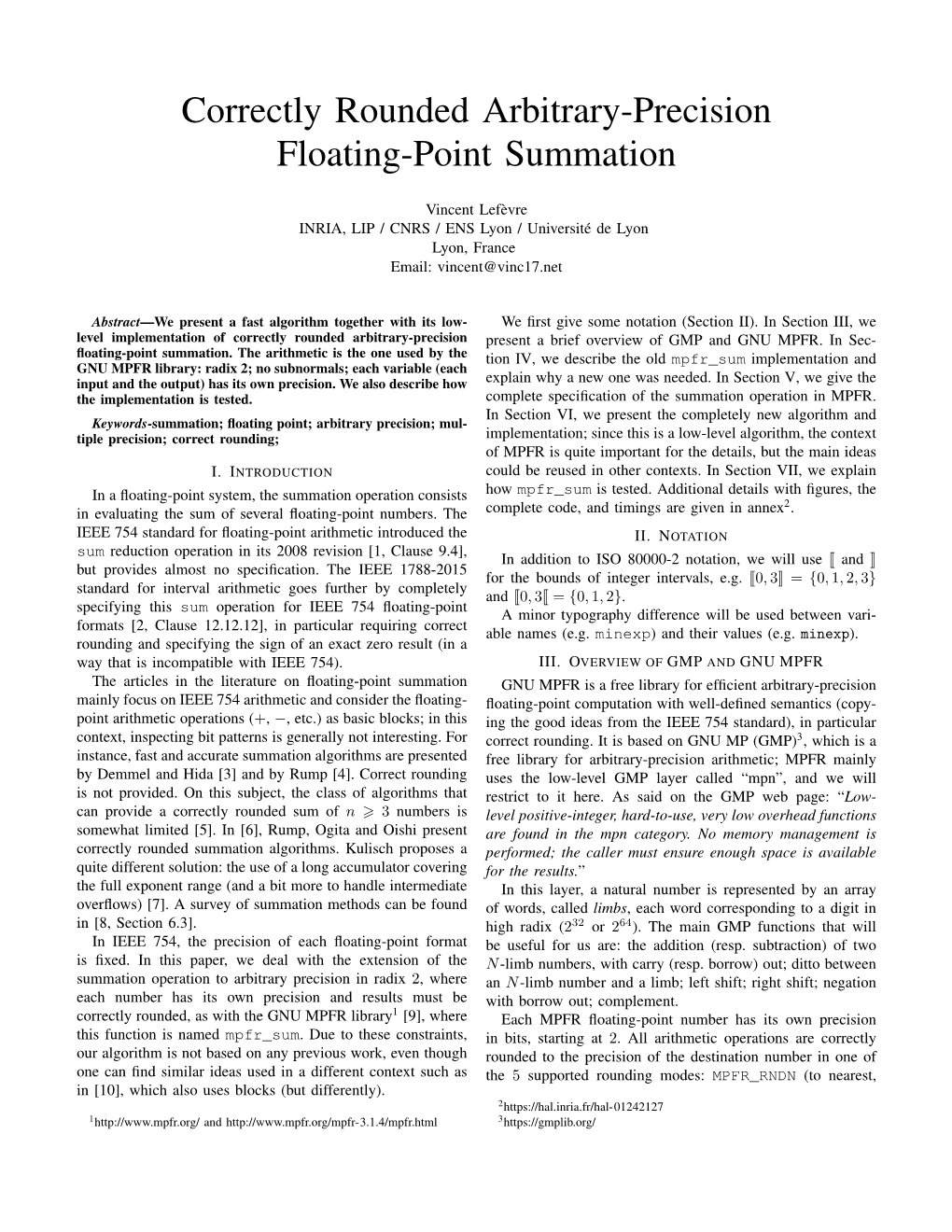 Correctly Rounded Arbitrary-Precision Floating-Point Summation