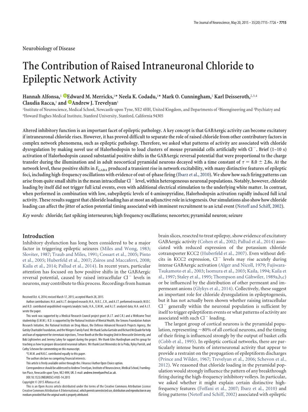 The Contribution of Raised Intraneuronal Chloride to Epileptic Network Activity