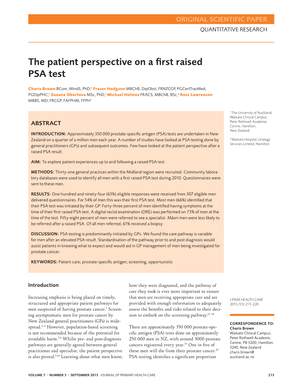 The Patient Perspective on a First Raised PSA Test