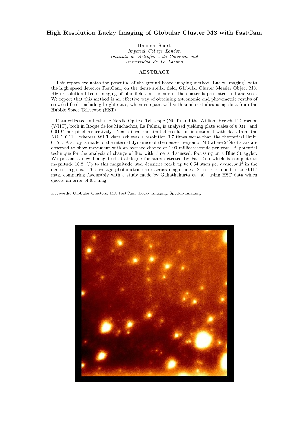 High Resolution Lucky Imaging of Globular Cluster M3 with Fastcam