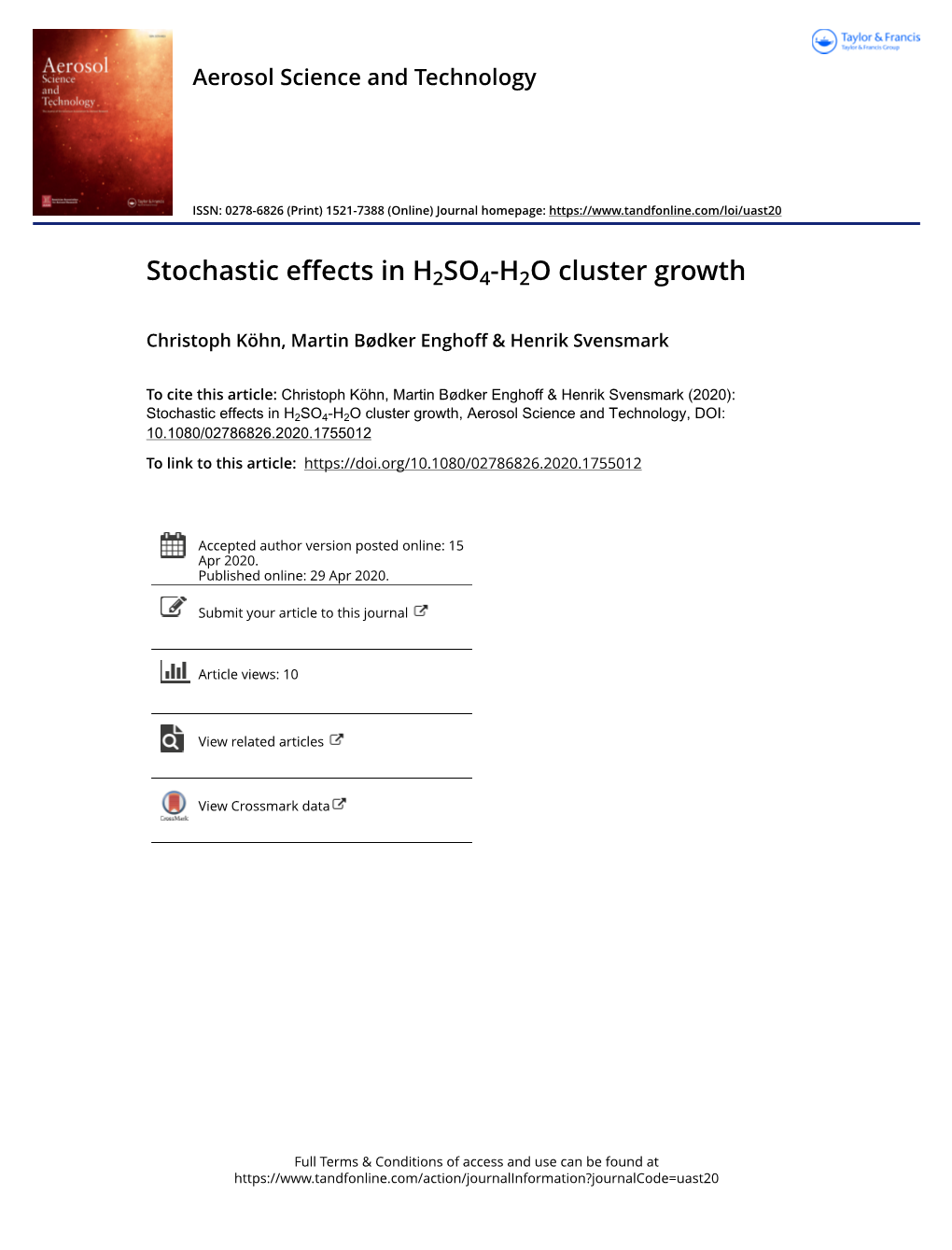 Stochastic Effects in H2SO4-H2O Cluster Growth