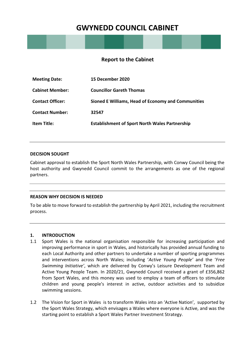 Establish Sport North Wales Partnership Pdf 377 Kb