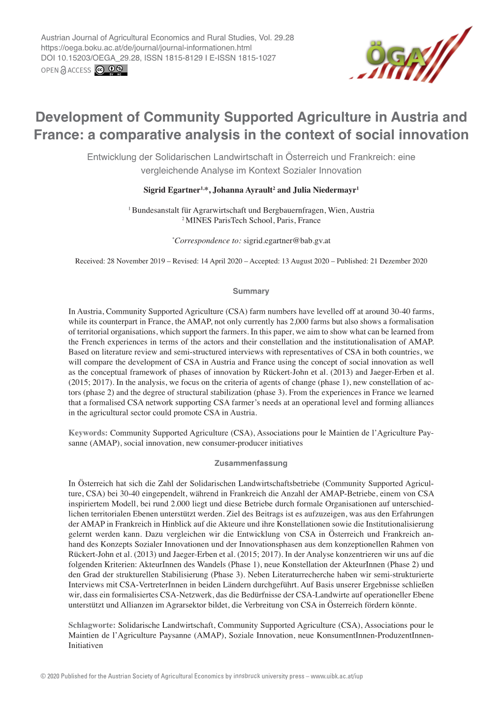 Development of Community Supported Agriculture in Austria