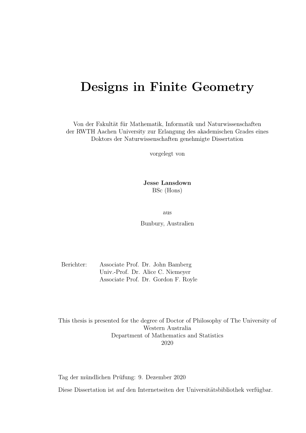 Designs in Finite Geometry