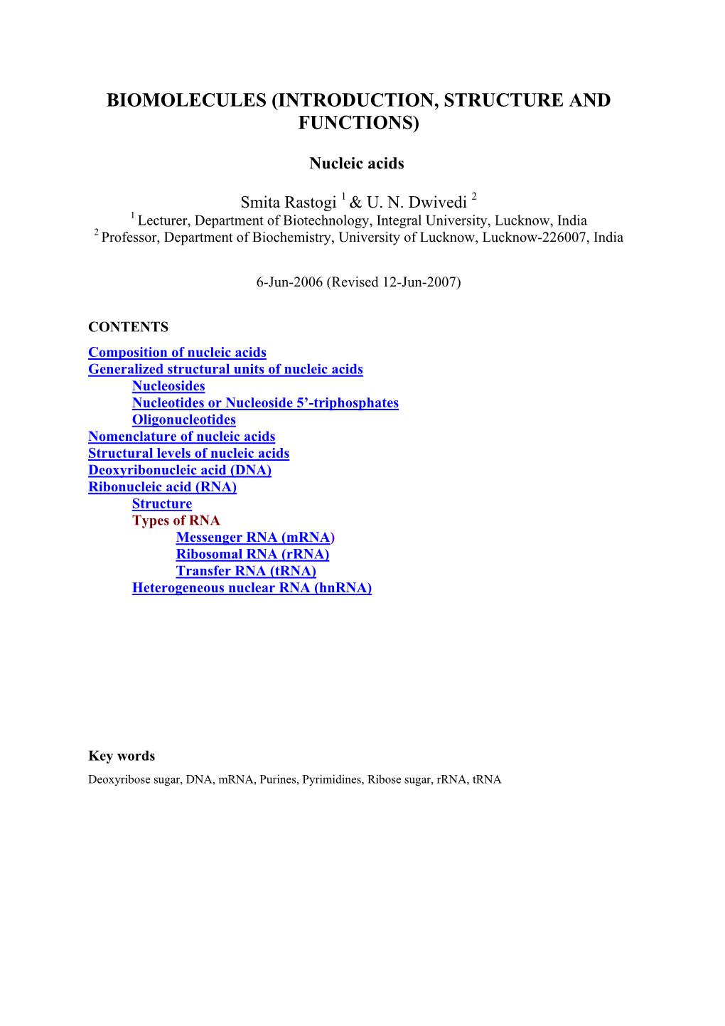 Biomolecules (Introduction, Structure and Functions)