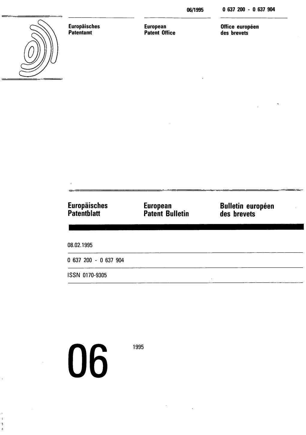 European Patent Bulletin 1995/06