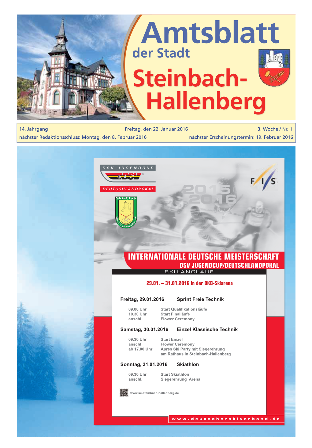 Amtsblatt Der Stadt Steinbach- Hallenberg