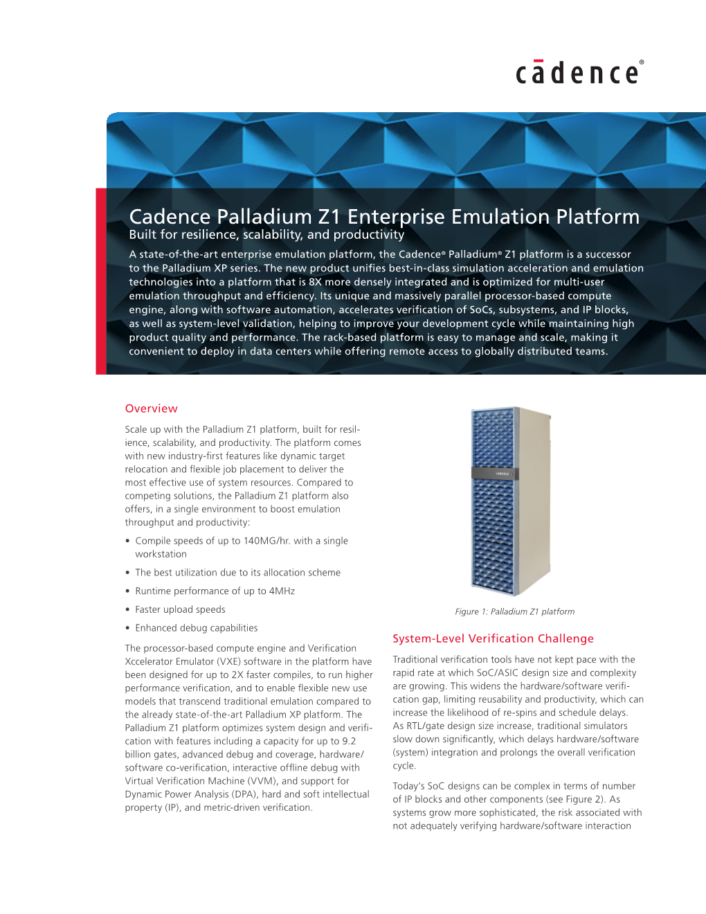 Cadence Palladium Z1 Enterprise Emulation Platform