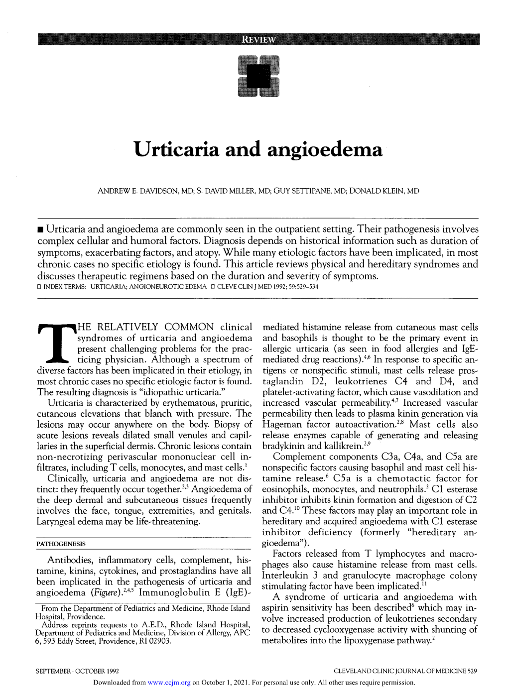 Urticaria and Angioedema