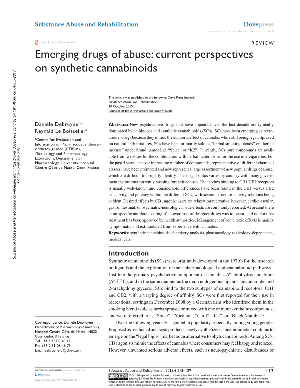 Current Perspectives on Synthetic Cannabinoids