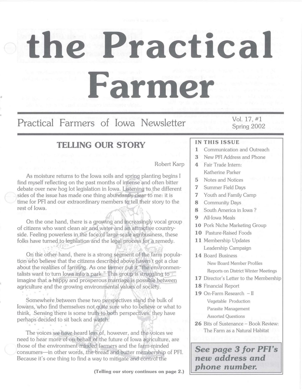 Practical Farmers of Iowa Newsletter Spring 2002