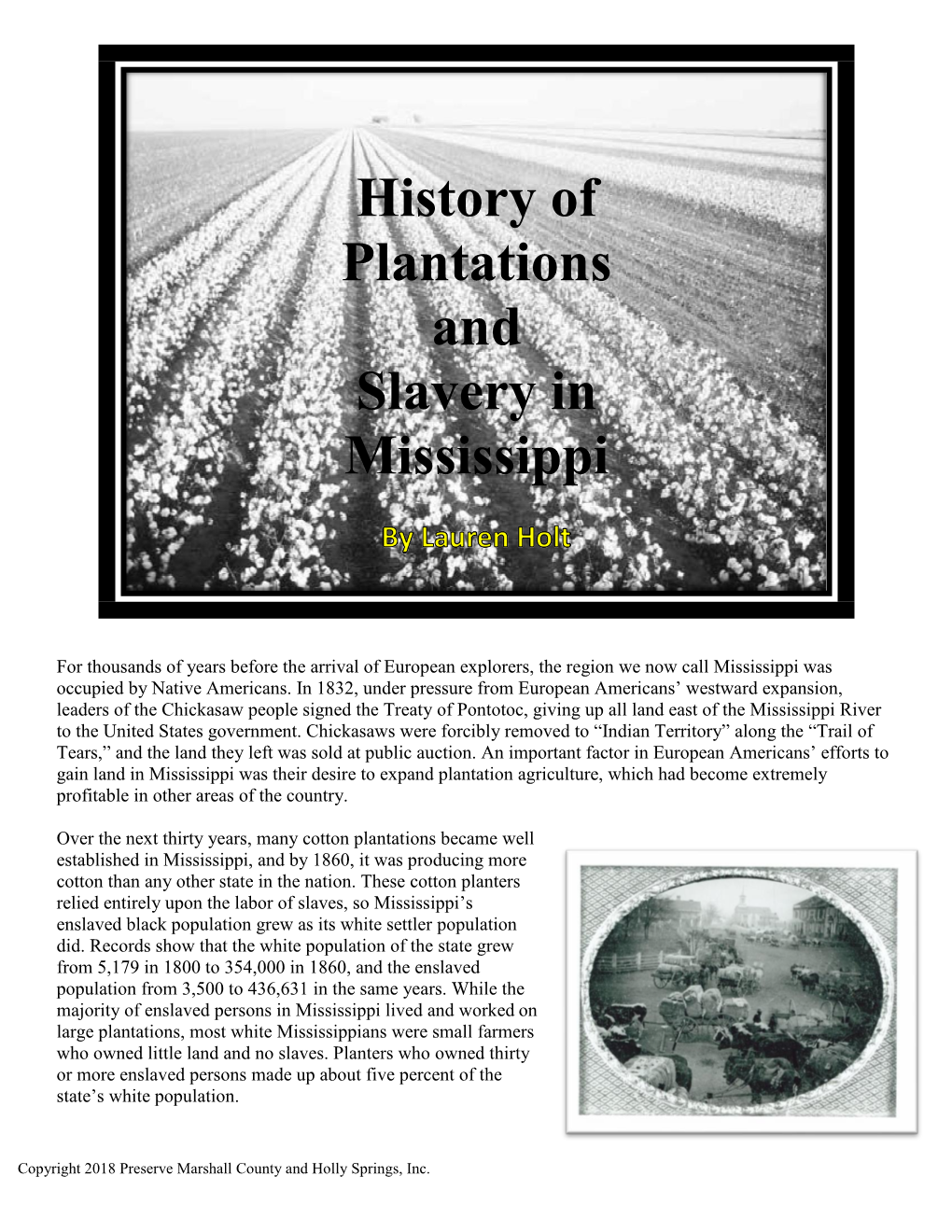 History of Plantations and Slavery in Mississippi
