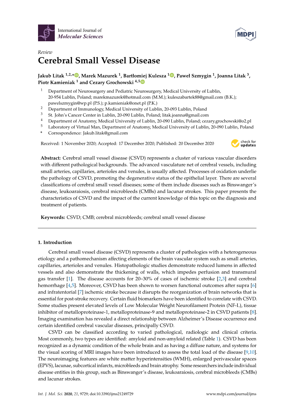 Cerebral Small Vessel Disease