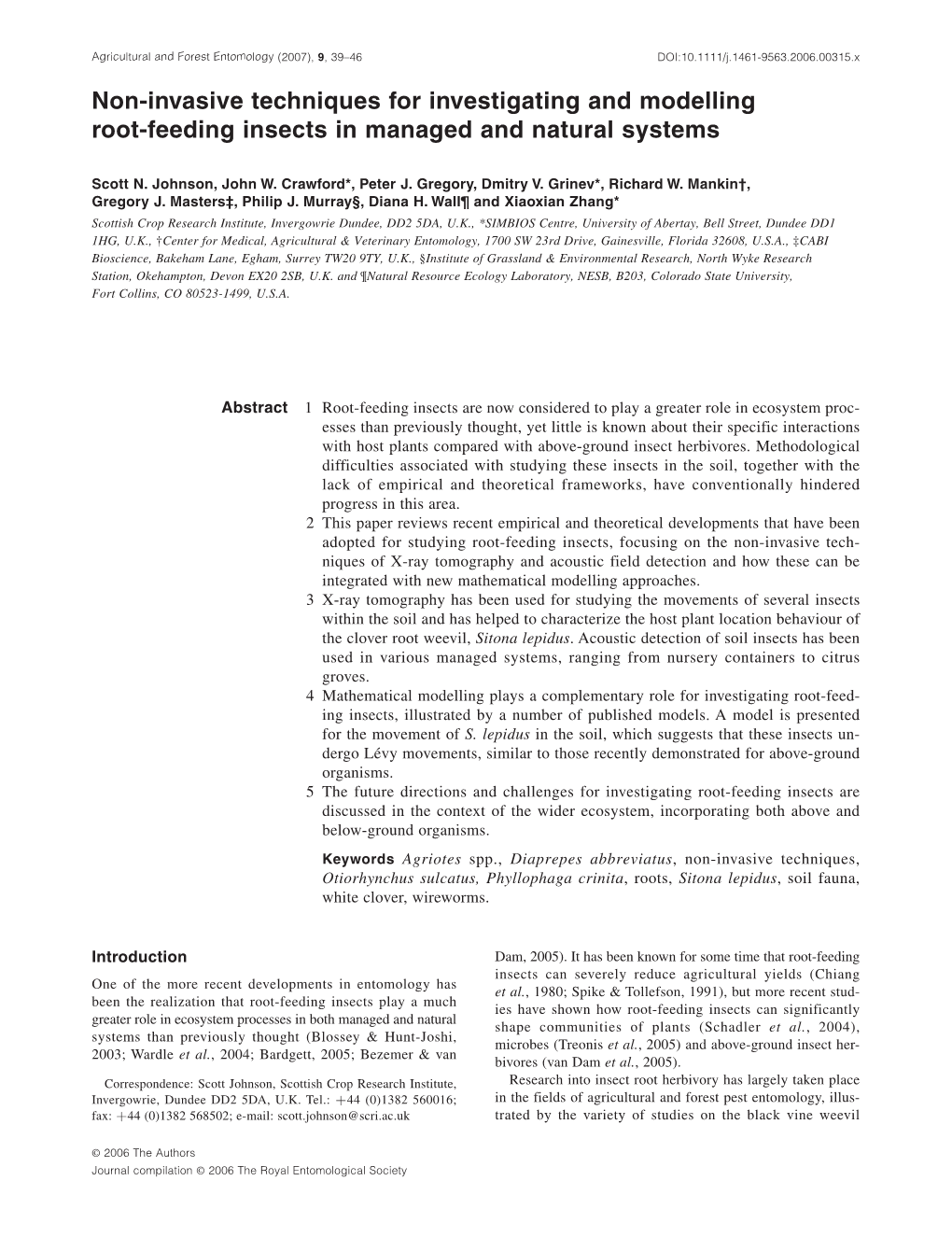 Non-Invasive Techniques for Investigating and Modelling Root-Feeding Insects in Managed and Natural Systems