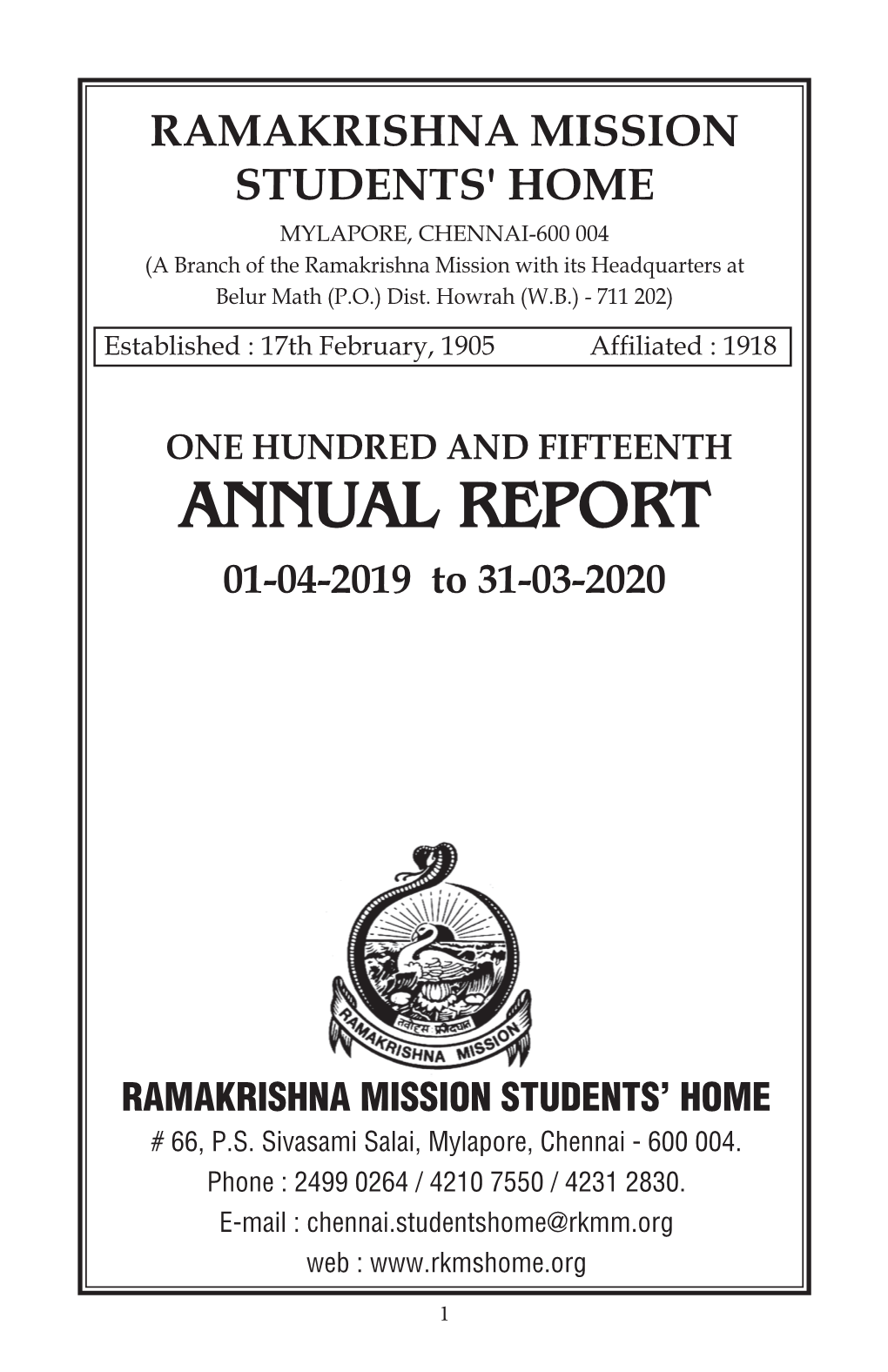 ANNUAL REPORT 01-04-2019 to 31-03-2020