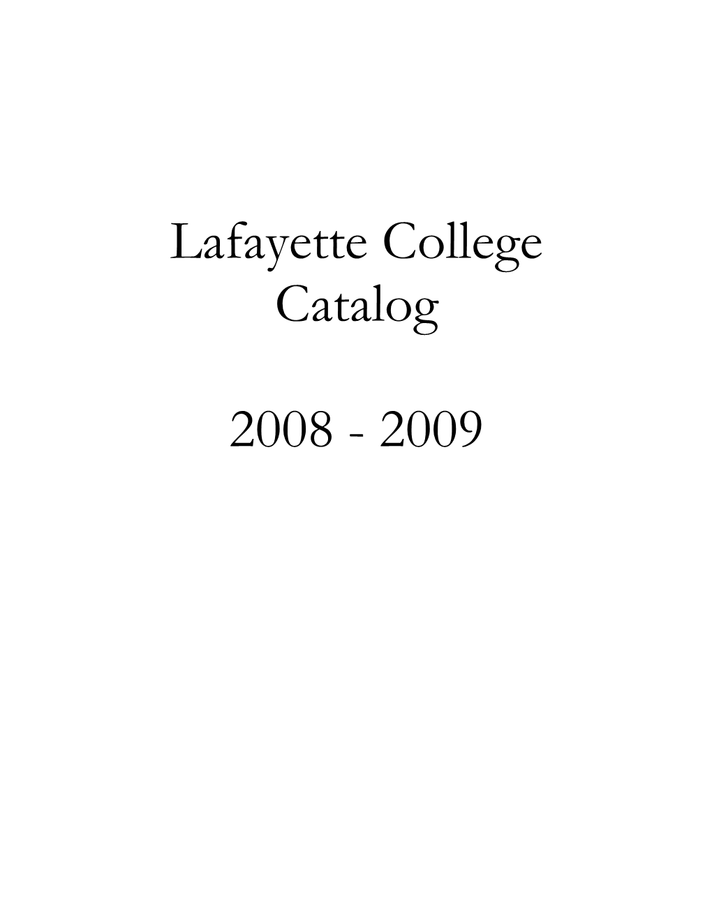 Lafayette College Catalog