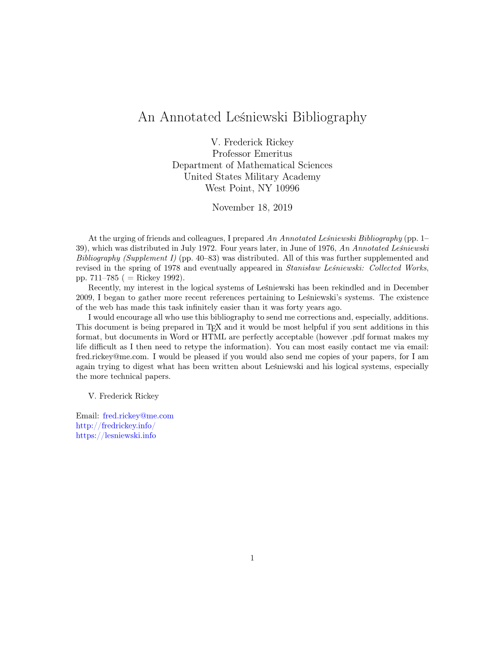 An Annotated Leśniewski Bibliography