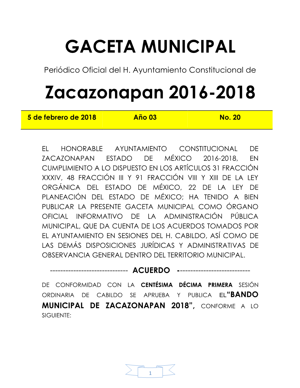 Zacazonapan 2018”, Conforme a Lo Siguiente