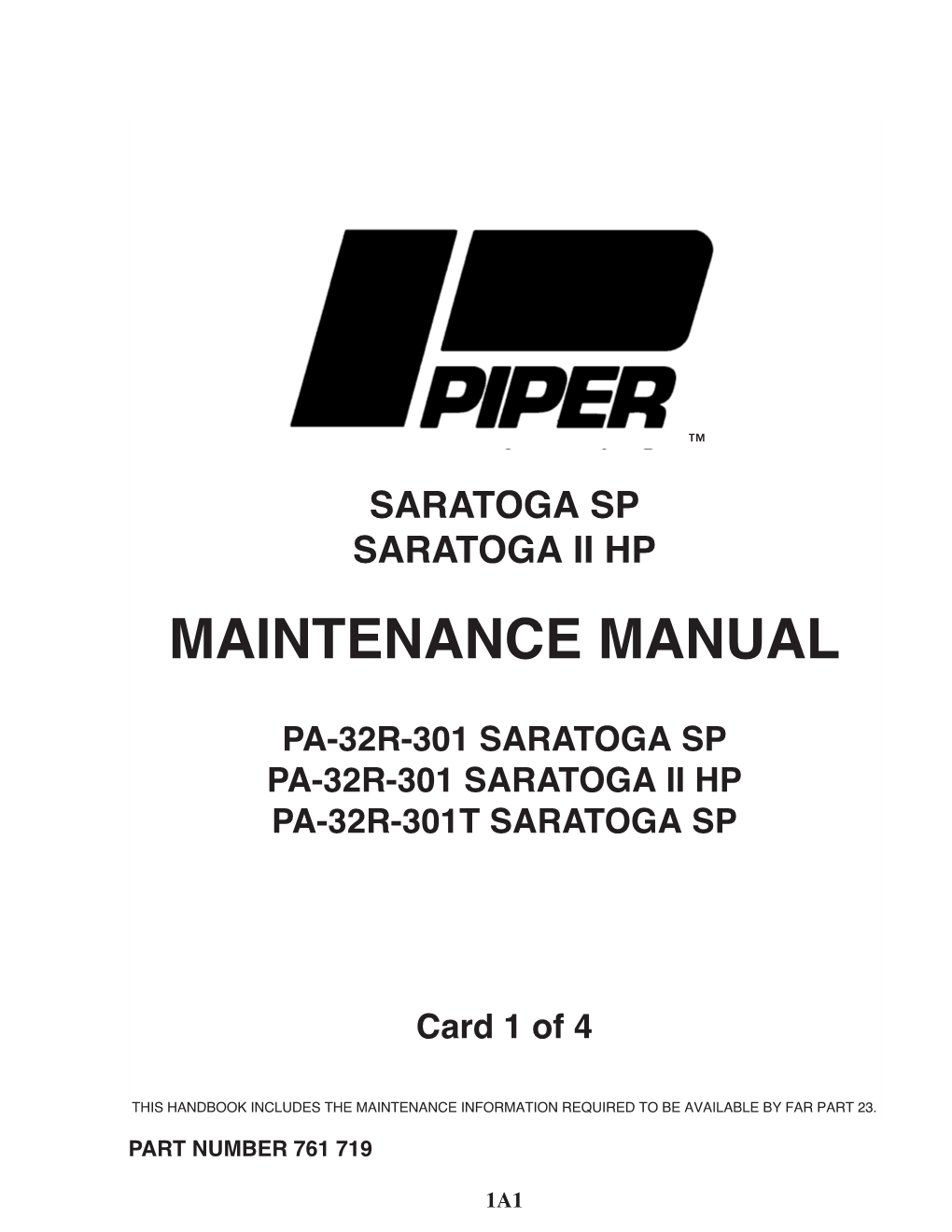 Pa-32R-301Sp/Ii Hp/Pa-32R-301T Sp