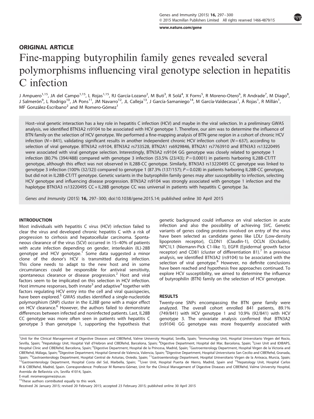 Fine-Mapping Butyrophilin Family Genes Revealed Several Polymorphisms Inﬂuencing Viral Genotype Selection in Hepatitis C Infection