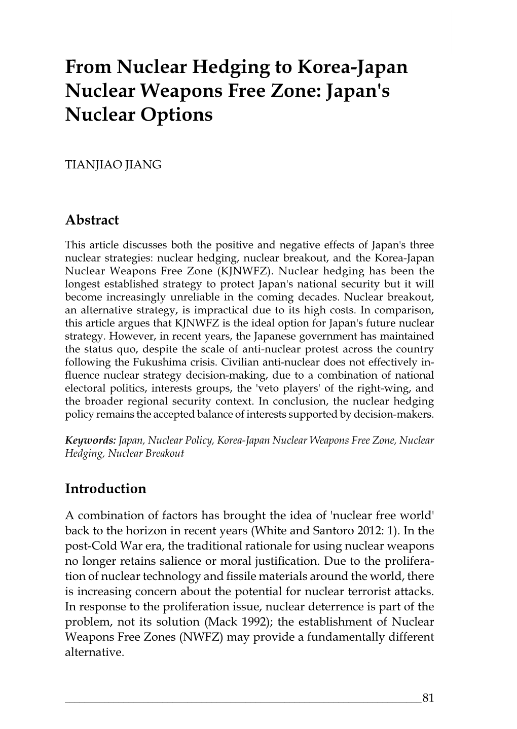 Japan's Nuclear Options