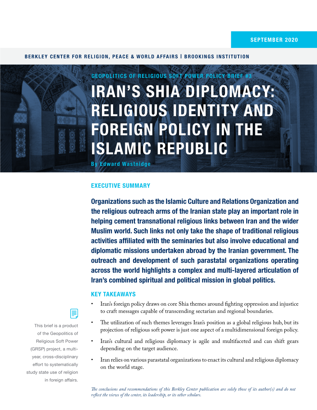 Iran's Shia Diplomacy: Religious Identity and Foreign Policy in the Islamic