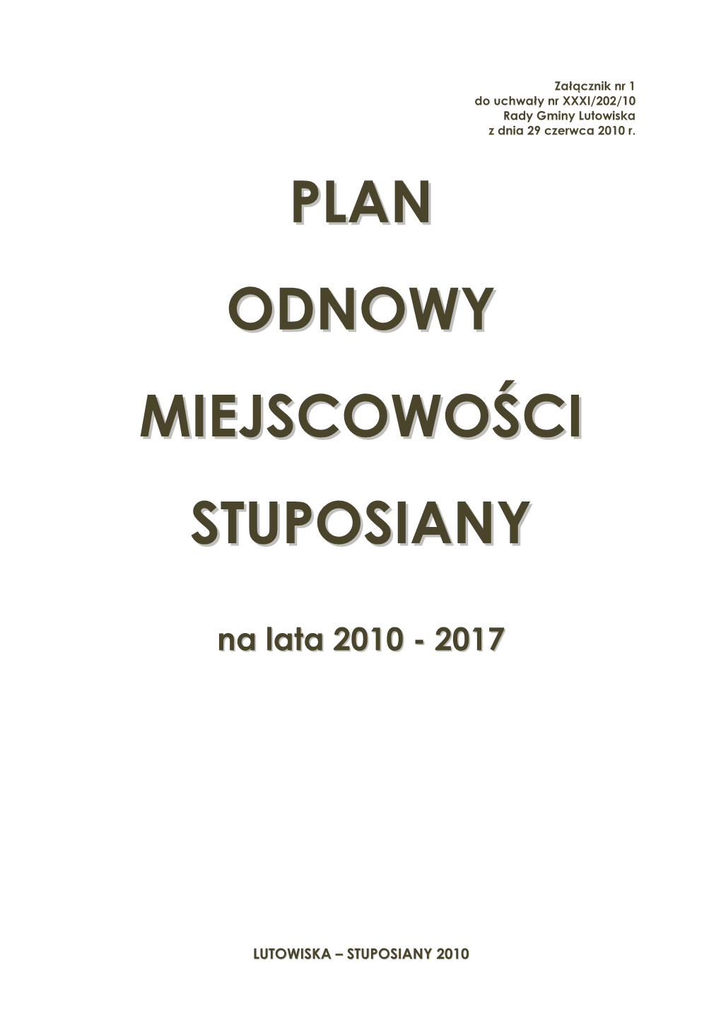 Plan Odnowy Miejscowości Stuposiany Na Lata 2010 - 2017 Strona 2