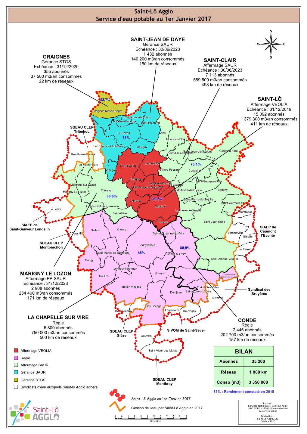 Saint-Lô Agglo Service D'eau Potable Au 1Er Janvier 2017 BILAN