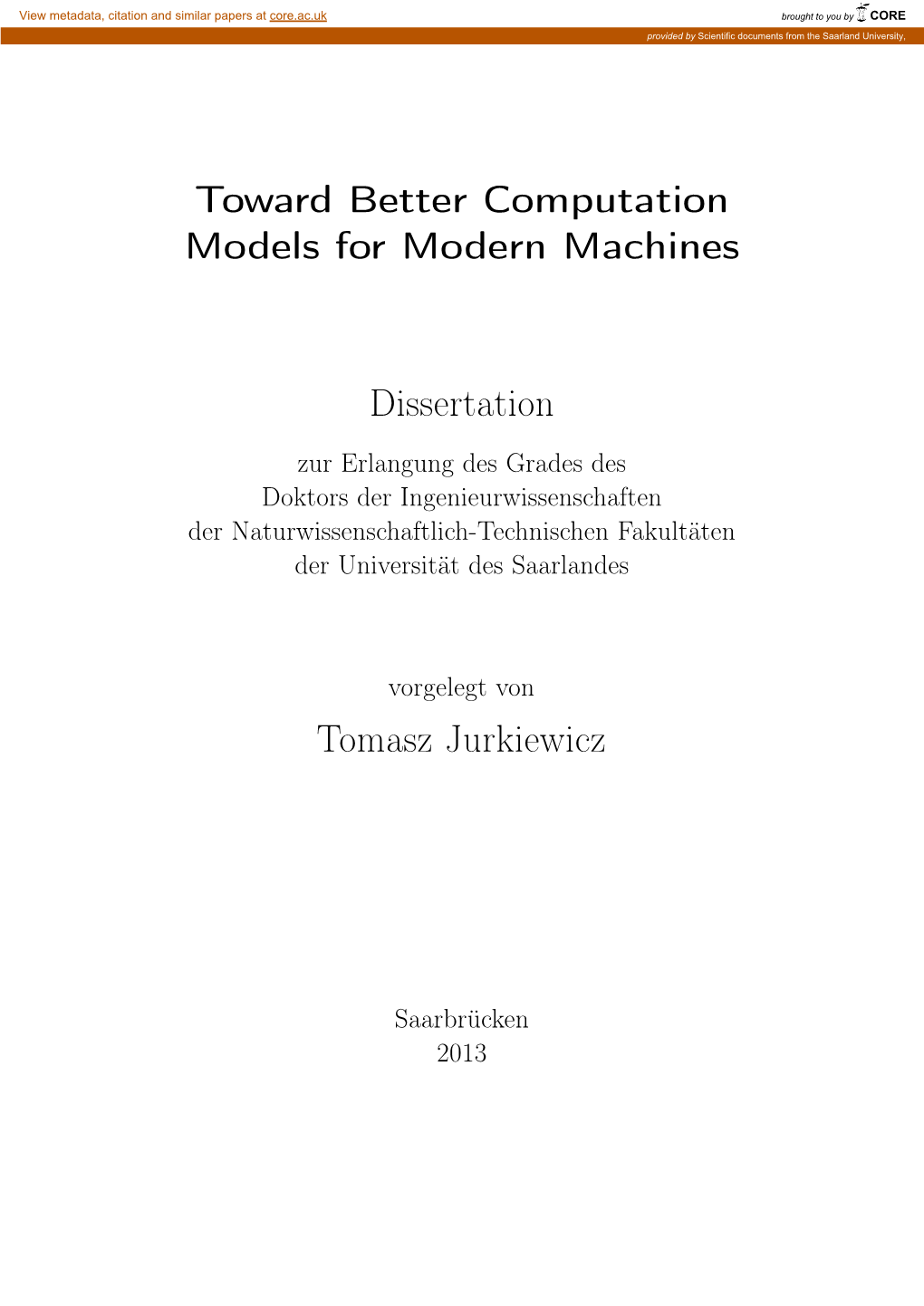 Toward Better Computation Models for Modern Machines